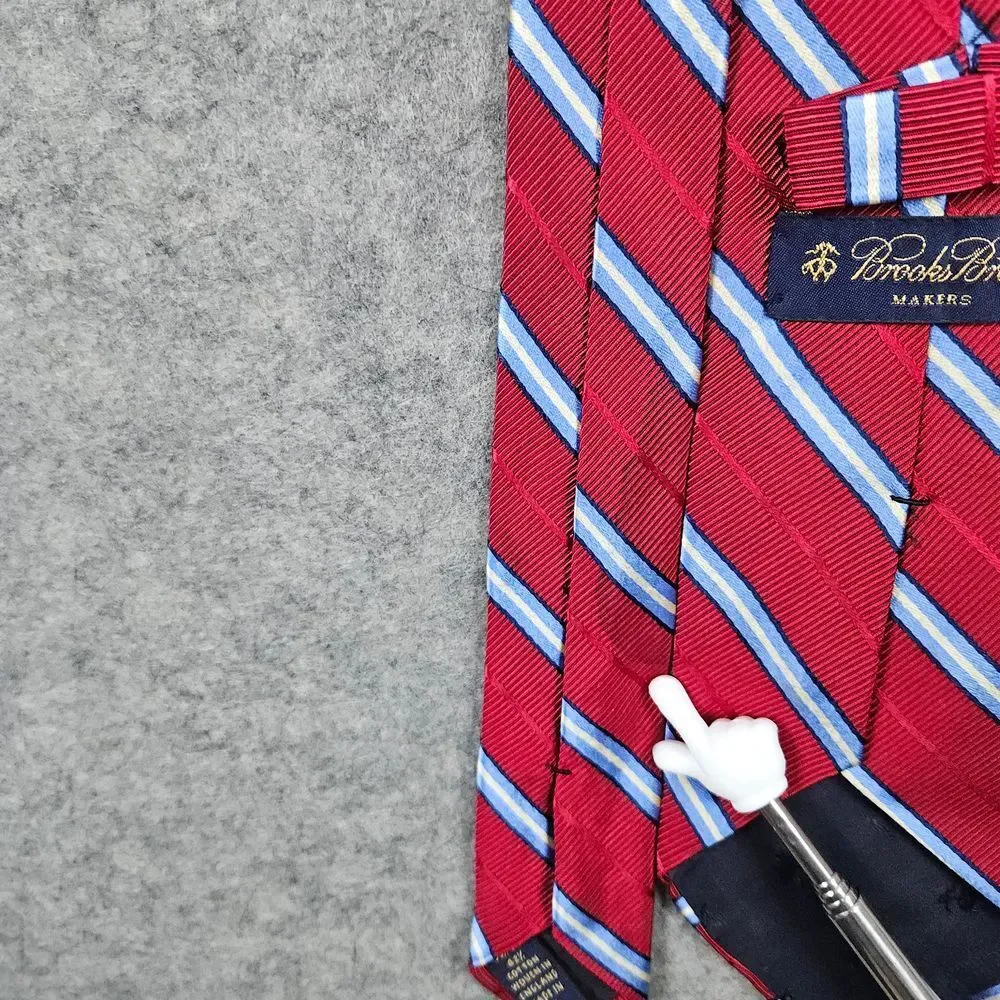 Brooks Brothers Makers Silk & Cotton Neck Tie Repp Diagonal Stripes 58x4 STAINED
